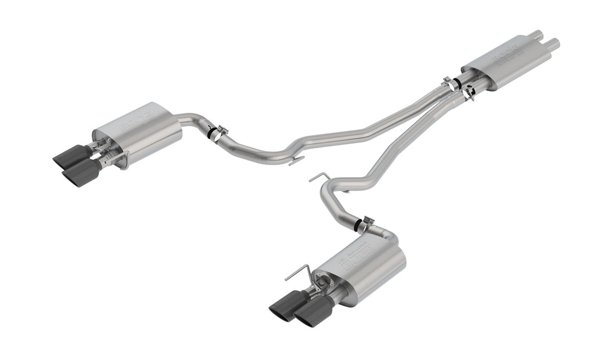 Borla 1014045BC Cat-Back Exhaust System Touring with Black Chrome Tips for 2018-2023 Ford Mustang GT (5.0L, with Active Exhaust)