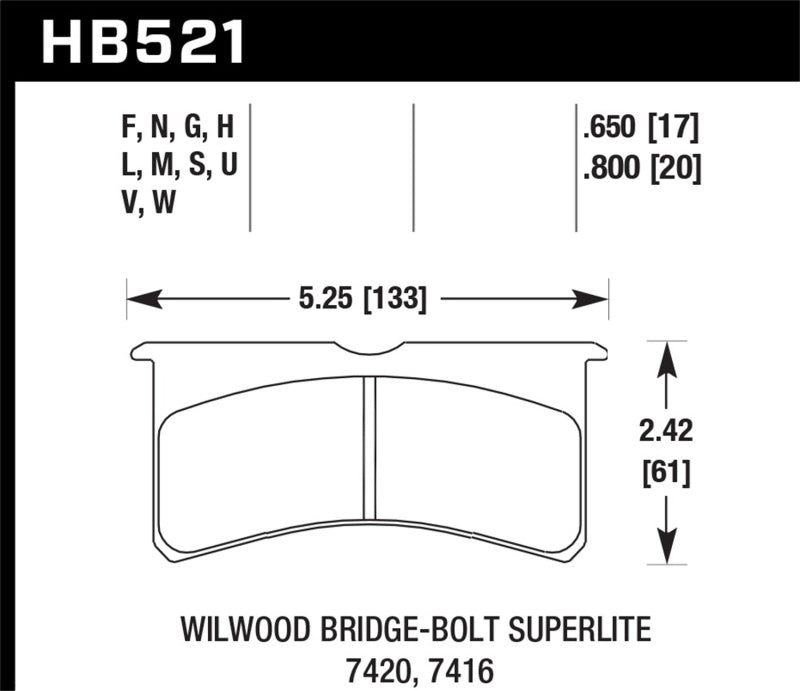 Hawk Performance HB521U.650 DTC-70 Motorsport Brake Pads
