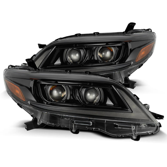 AlphaRex 880765 2011-2021 Toyota Sienna LUXX LED Projector Headlights Plank Style Alpha Black with Sequential Signal/DRL