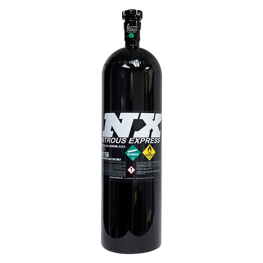 Nitrous Express 15lb Bottle with Lightning 500 Valve & -6 AN Nipple - Black