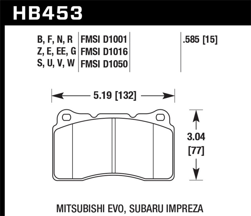 Hawk Performance HB453W.585 DTC-30 Motorsports Brake Pads