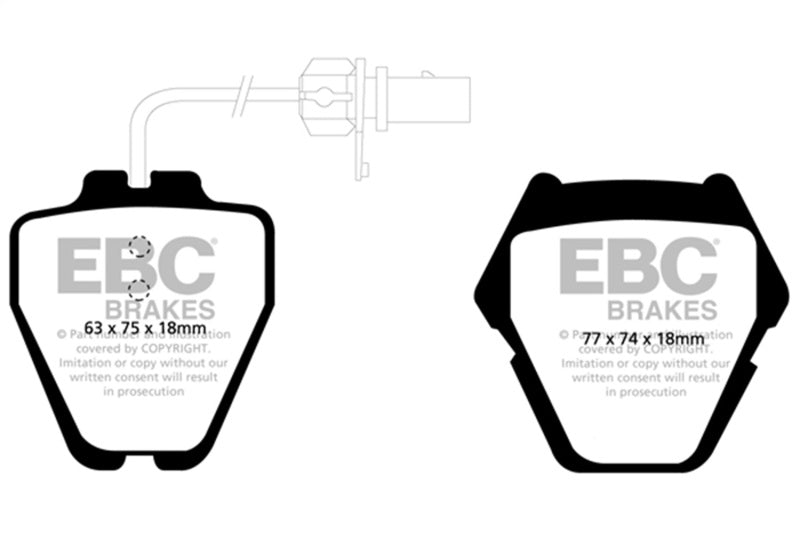 EBC 1999-2001 Audi A6 Quattro 2.7 Twin Turbo Sedan (8 Pad Set) Redstuff Front Brake Pads DP31348C