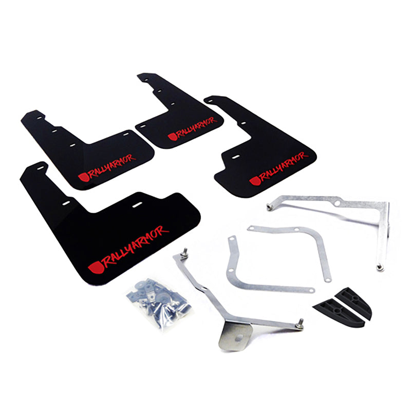 Rally Armor UR Mud Flaps - Universal - Black/Red Logo - #MF32-UR-BLK/RD-X