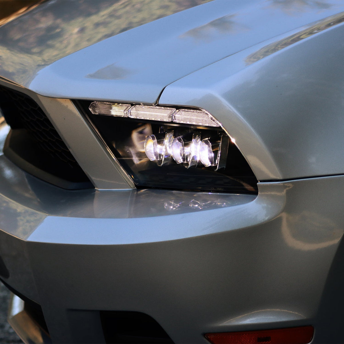 AlphaRex 880487 13-14 Ford Mustang NOVA-Series LED Projector Headlights Black with Activation Lght & Sequential Signal / Switchback DRL