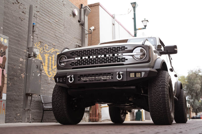 DV8 Offroad 2021+ Ford Bronco Bumper- Accommodates 20in Dual Row Light Bar & (4) 3in Pod Light Mount - #FBBR-03