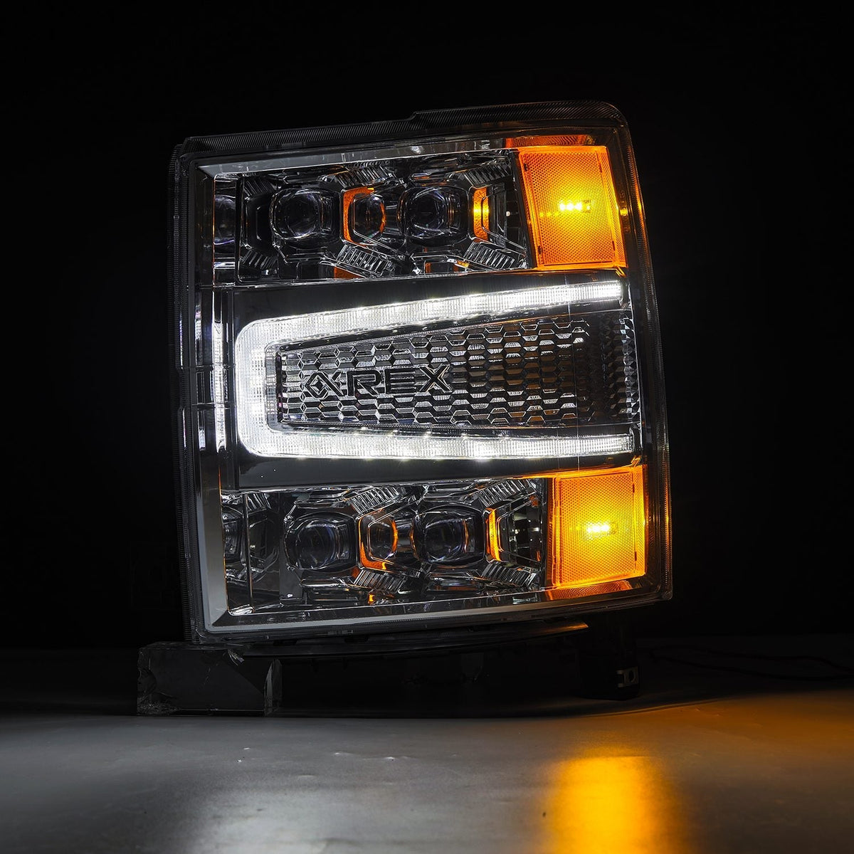 AlphaRex 880240 04-15 Chevrolet 1500 HD NOVA-Series LED Projector Headlights Chrome with Activation Light/Sequential Signal & Switchback DRL
