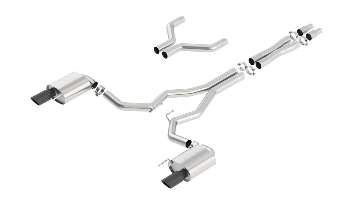 Borla 140630BC Cat-Back Exhaust System ATAK with Black Chrome Tips for 2015-2017 Ford Mustang GT (5.0L V8)