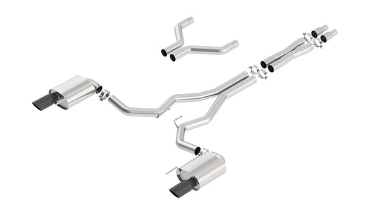 Borla 140630BC Cat-Back Exhaust System ATAK with Black Chrome Tips for 2015-2017 Ford Mustang GT (5.0L V8)