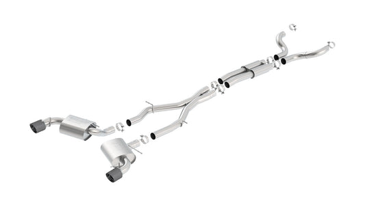 Borla 140689CF Cat-Back Exhaust System S-Type with Carbon Fiber Tips for 2016-2024 Chevrolet Camaro SS (6.2L)
