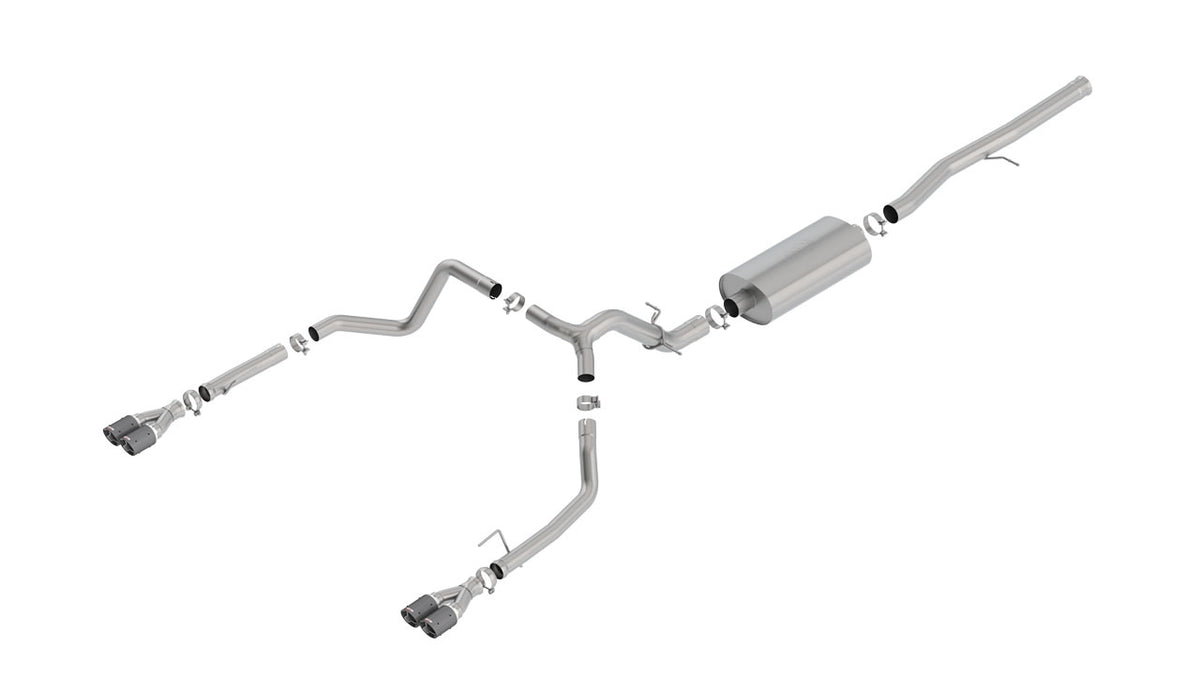 Borla 140772CF Cat-Back Exhaust System Touring with Carbon Fiber Tips for 2019-2023 Chevrolet Silverado 1500 / GMC Sierra 1500 (6.2L)
