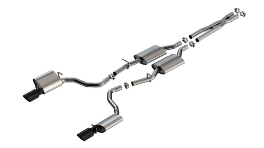 Borla 140917BC Cat-Back Exhaust System S-Type with Black Chrome Tips for 2019-2023 Dodge Charger GT (3.6L V6)