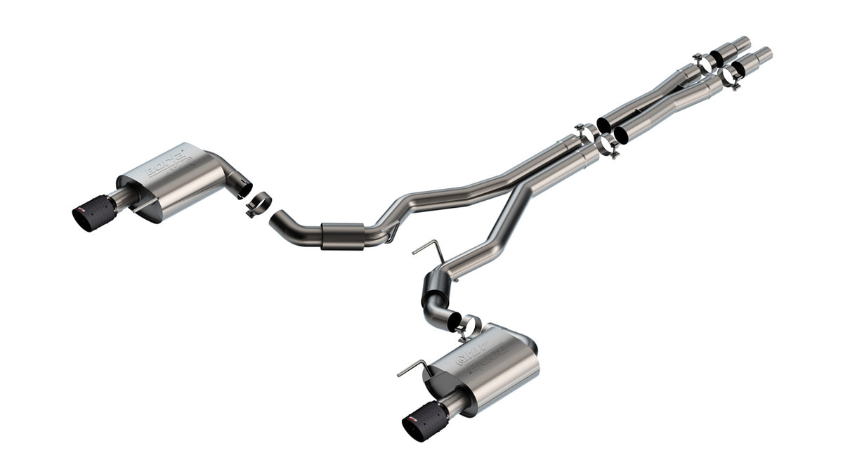 Borla 140961CFBA Cat-Back Exhaust System ATAK with Carbon Fiber Tips for 2024-2026 Ford Mustang GT (5.0L V8, without Active Exhaust)