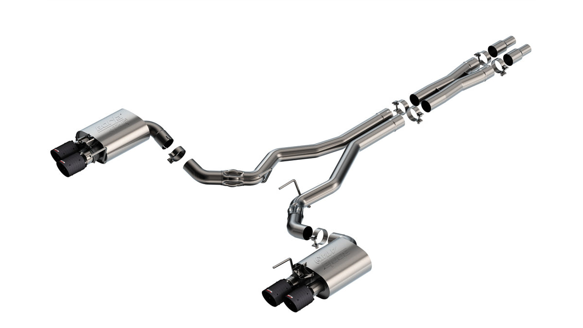 Borla 140963CFBA Cat-Back Exhaust System ATAK with Carbon Fiber Tips for 2024-2026 Ford Mustang GT (5.0L V8, with Active Exhaust)