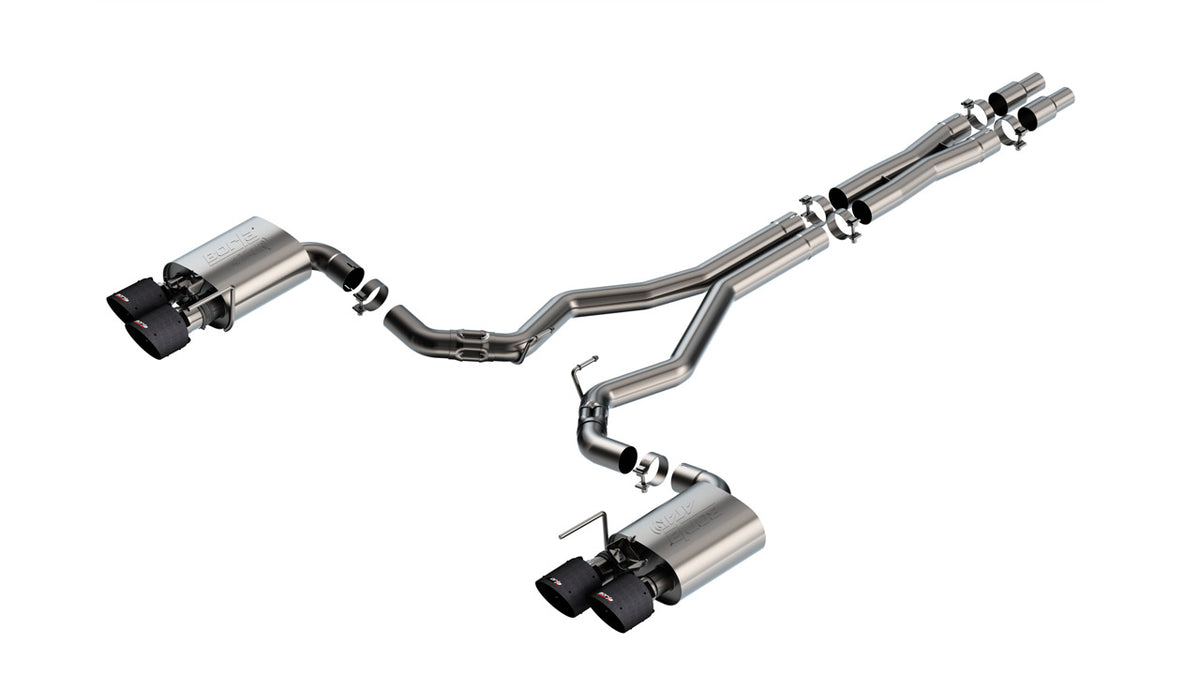 Borla 140965CFBA Cat-Back Exhaust System ATAK with Carbon Fiber Tips for 2024-2026 Ford Mustang Dark Horse (5.0L V8, with Active Exhaust)
