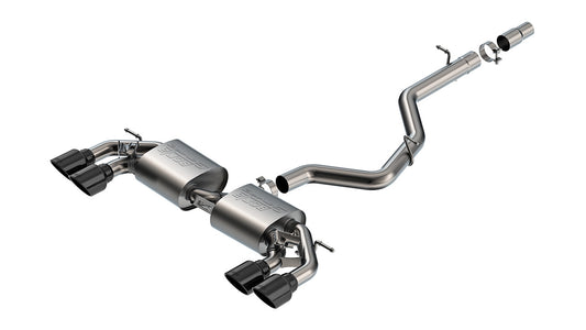 Borla 141029BC Cat-Back Exhaust System S-Type with Black Chrome Tips for 2022-2026 Volkswagen Golf R