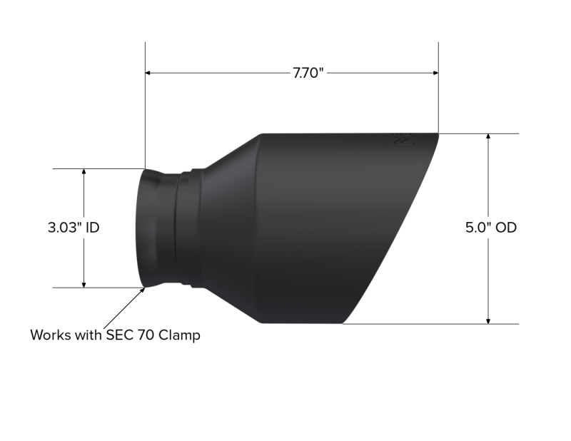 MBRP Charger/T304 3in ID / 5in OD Out / 8in Length Black Tip