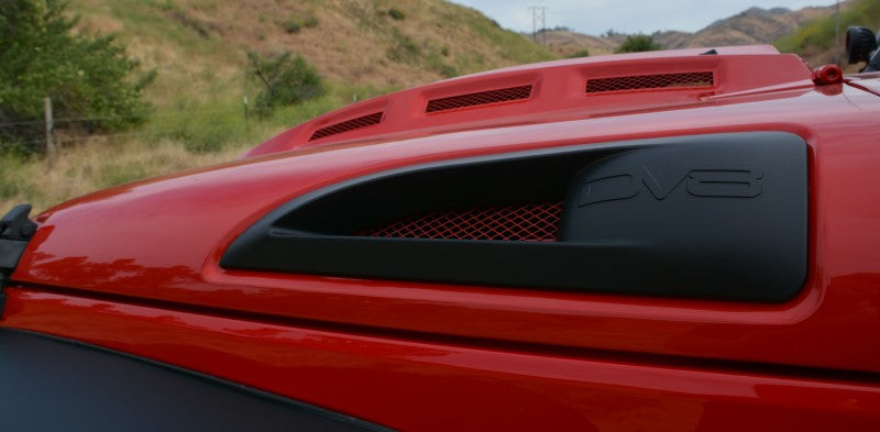 DV8 Offroad 07-18 Jeep Wrangler JK Metal Heat Dispersion Hood - Primer Black - #HDMB07-02
