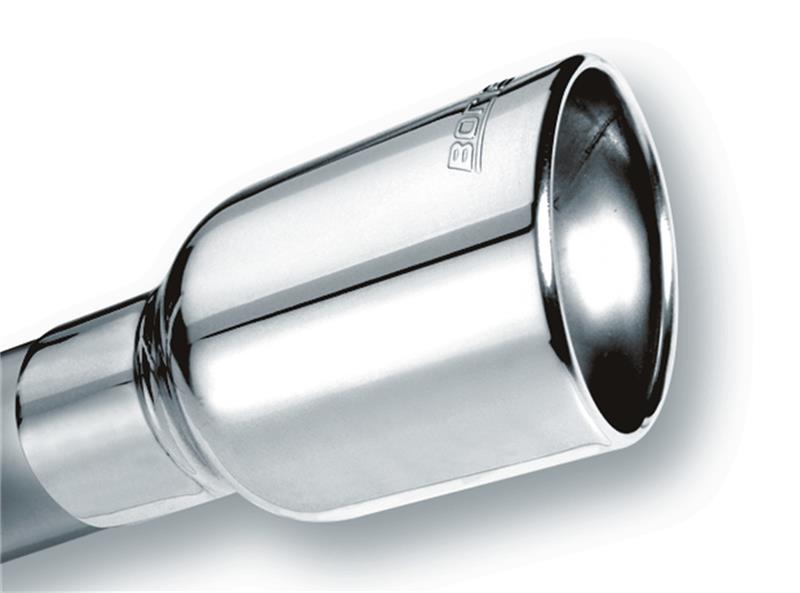 Borla 20156 Universal Polished Tip Single Round Rolled Angle-Cut w/Clamp (inlet 2 1/2in. Outlet 4 x 4in) * - #20156