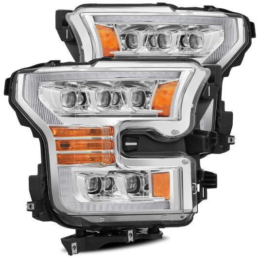 AlphaRex 880151 2017-2020 Ford Raptor NOVA LED Projector Headlights Plank Style Chrome with Activation Light Sequential Signal