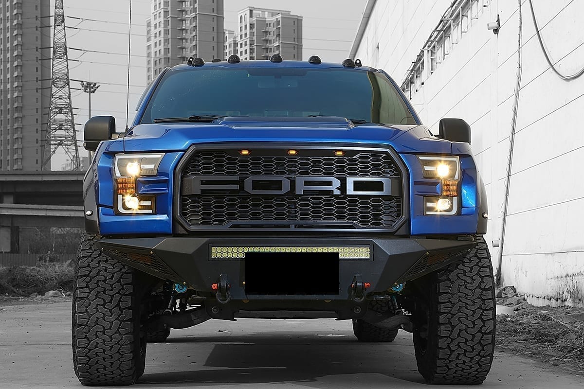 AlphaRex 880156 15-17 Ford F-150 PRO-Series Projector Headlights Plank Style Black with Activation Light/Sequential Signal
