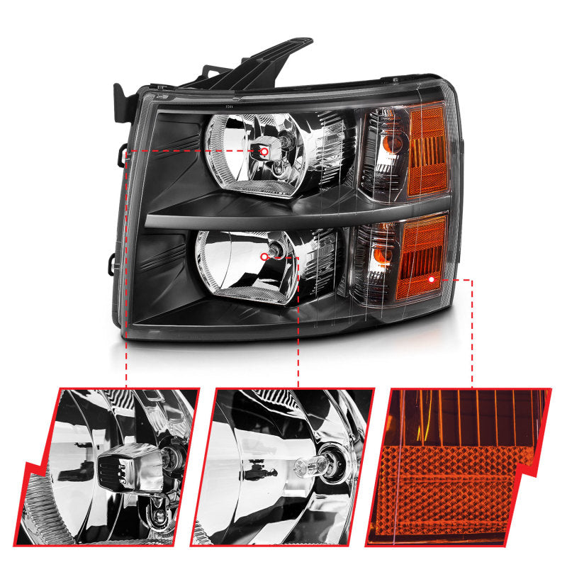 ANZO 2007-2014 Chevrolet Silverado 2500 HD Crystal Headlights