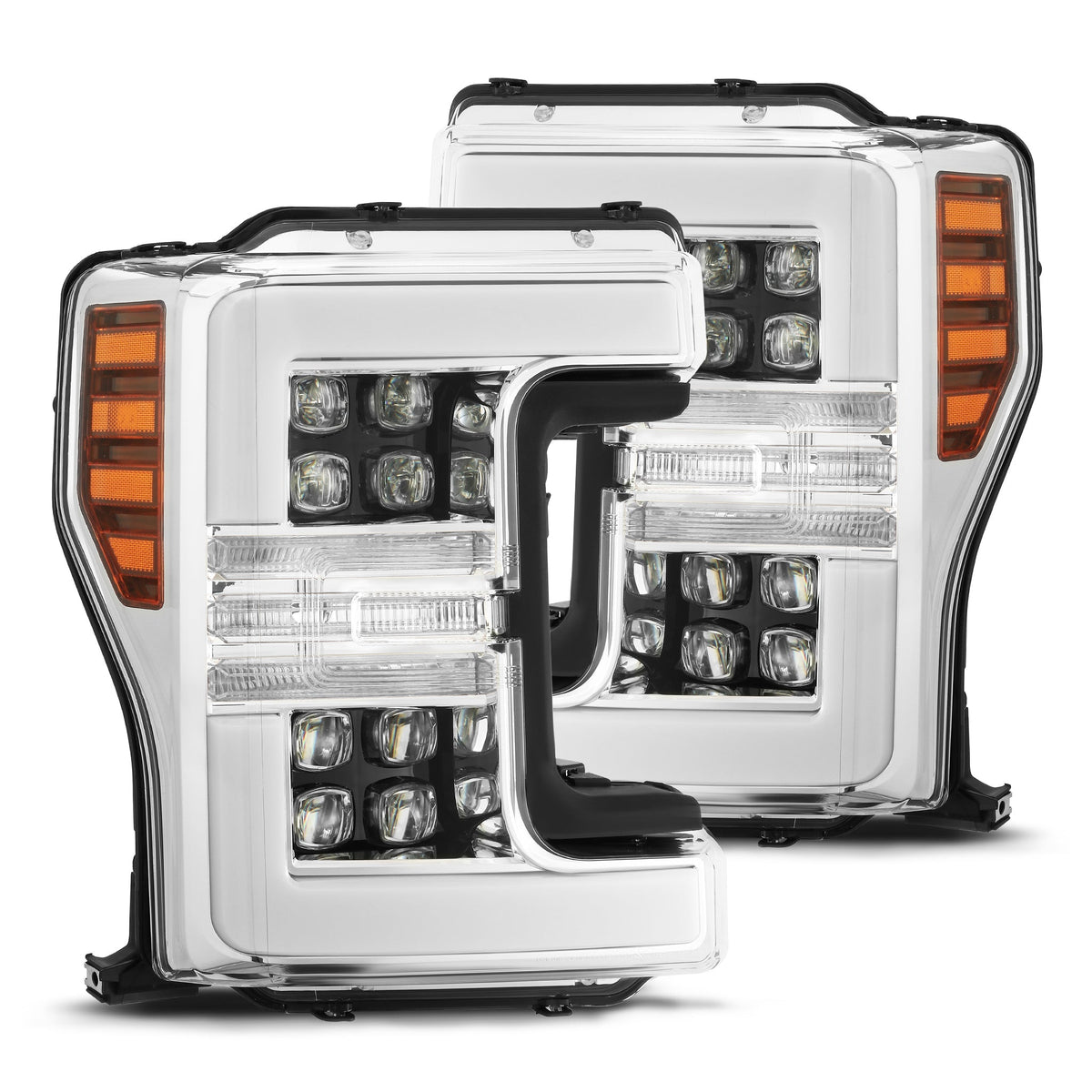 AlphaRex 880101 17-19 Ford F-250 SD NOVA LED Projector Headlights Plank Style Chrome with Activation Light/Sequential Signal