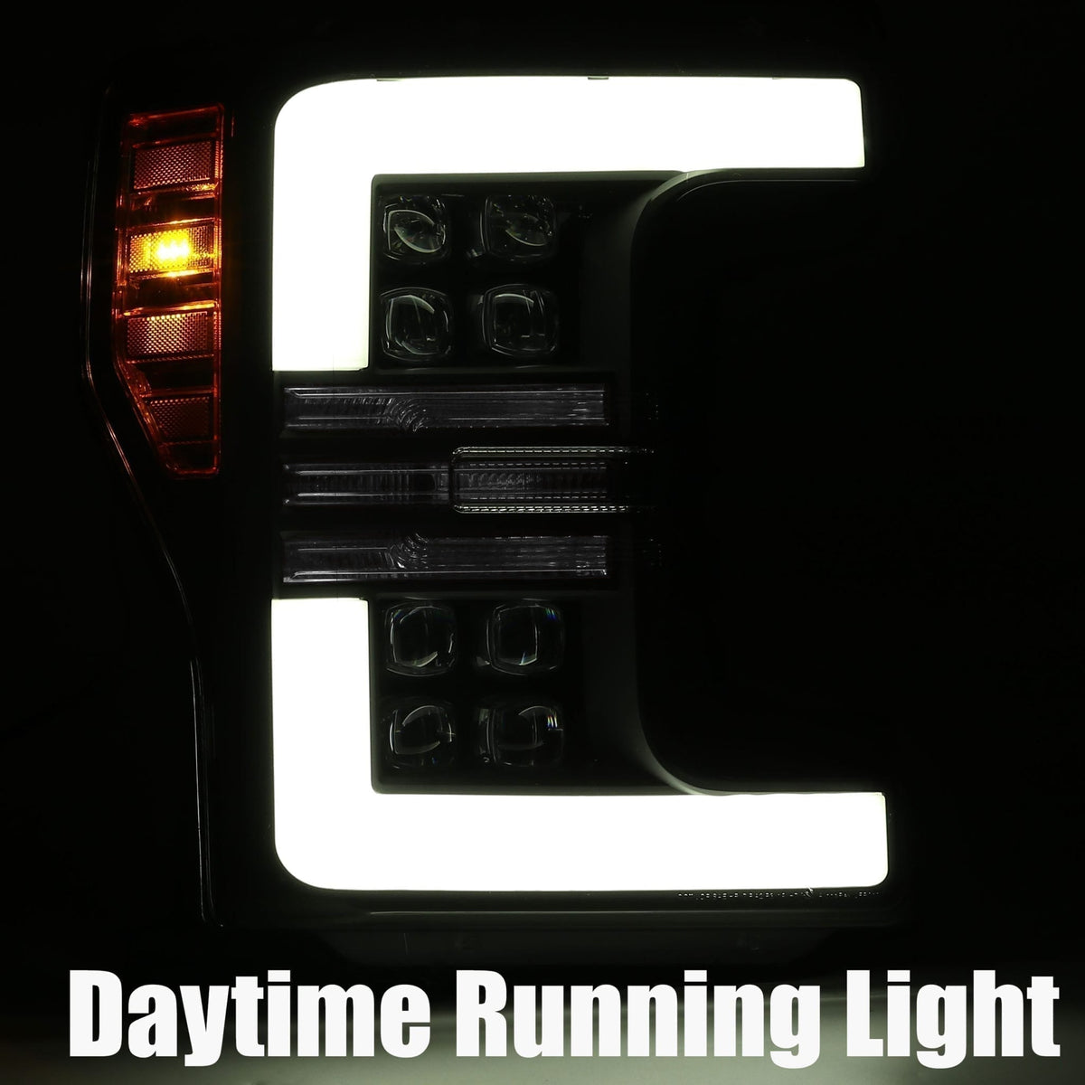 AlphaRex 880101 17-19 Ford F-250 SD NOVA LED Projector Headlights Plank Style Chrome with Activation Light/Sequential Signal