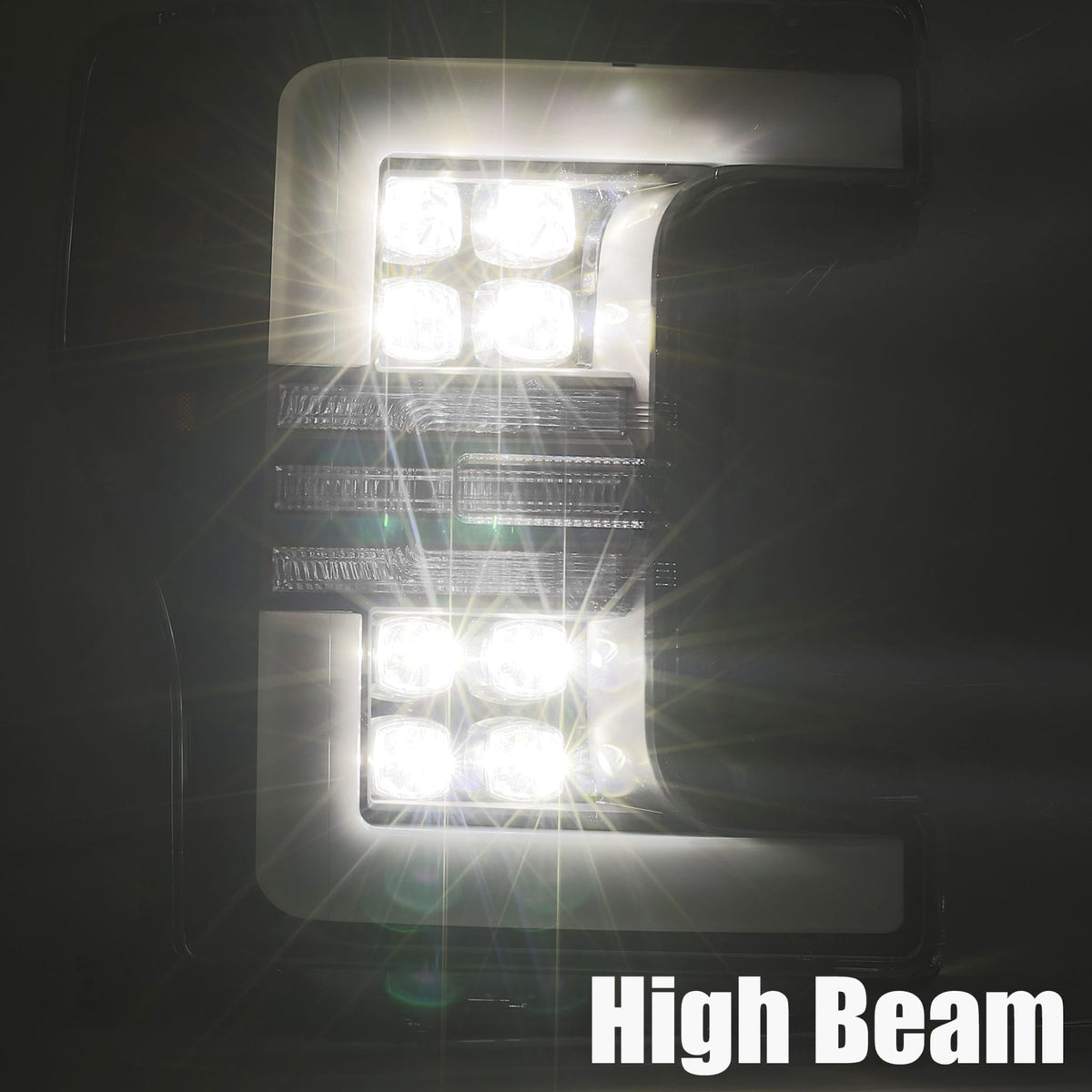 AlphaRex 880101 17-19 Ford F-250 SD NOVA LED Projector Headlights Plank Style Chrome with Activation Light/Sequential Signal
