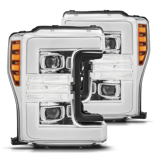 AlphaRex 880107 2017-2019 Ford F-250 SD PRO-Series Projector Headlights Plank Style Chrome with Activation Light/Sequential Signal