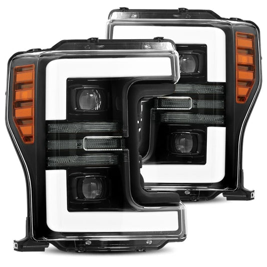 AlphaRex 880108 2017-2019 Ford F-250 SD PRO-Series Projector Headlights Plank Style Jet Black with Activation Light/Sequential Signal