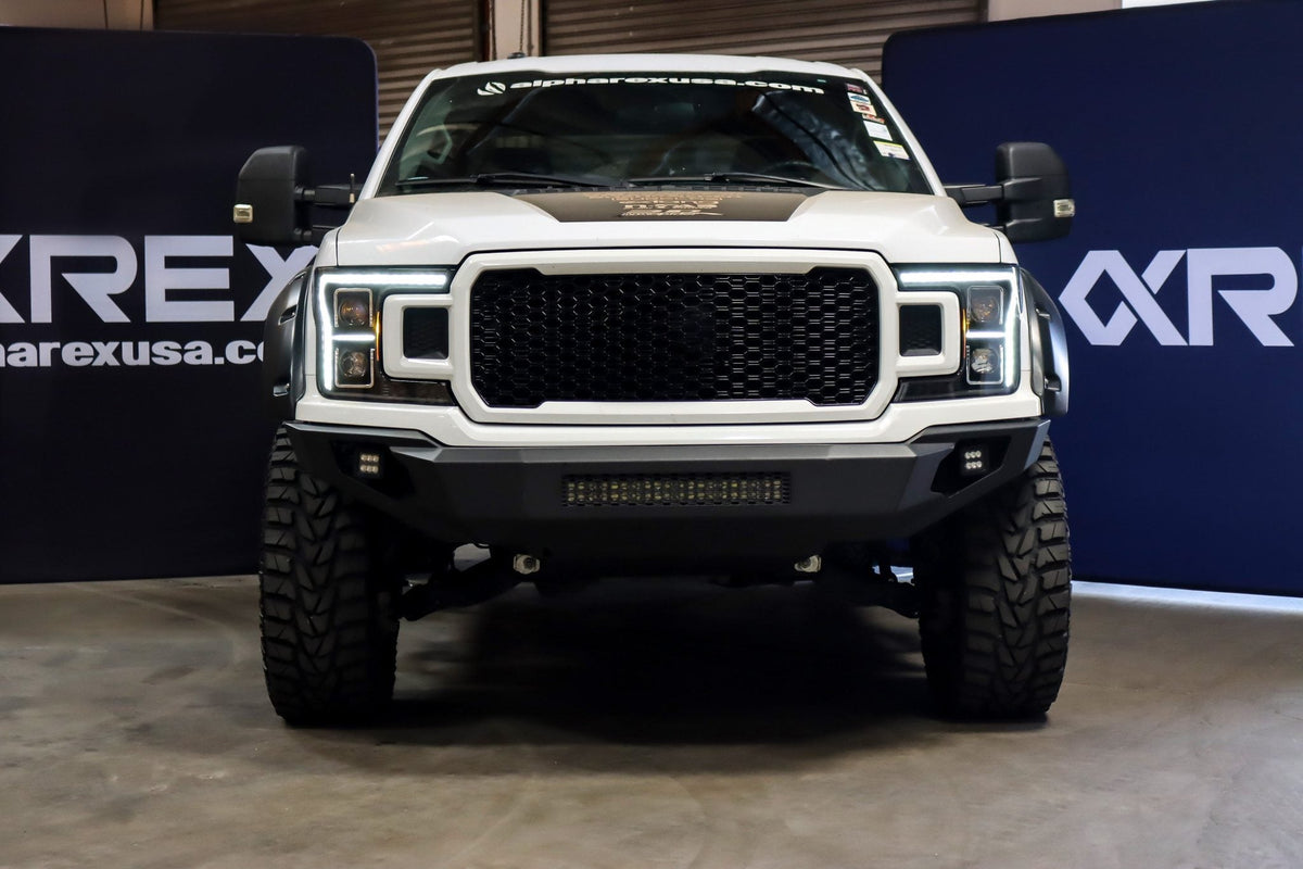 AlphaRex 880250 18-20 Ford F-150 (Req. Converter F150 with Stock LED) LUXX LED Projector Headlights Black Activation Light Sequential Signal Switchback DRL