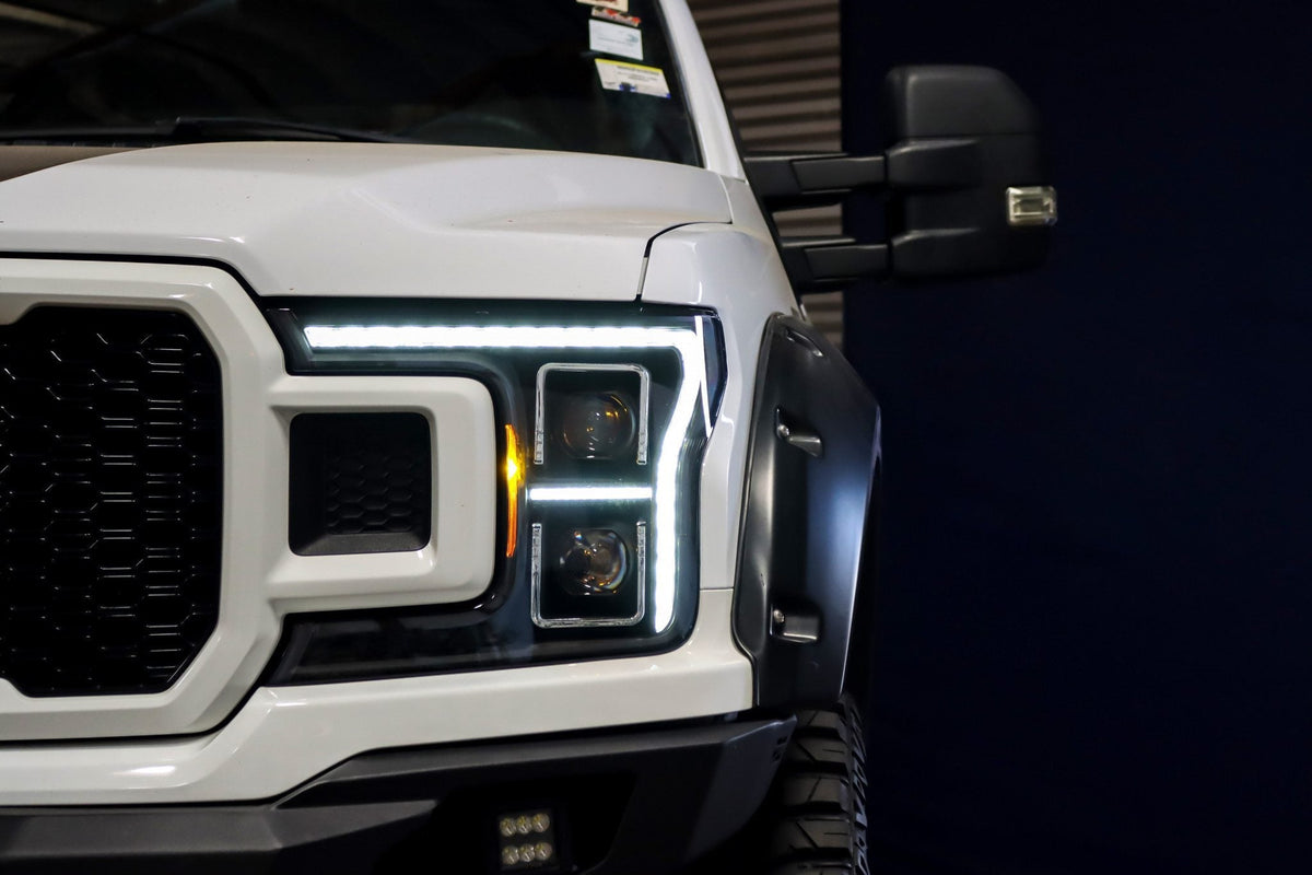 AlphaRex 880252 18-21 Ford F150 PRO-Series Projector Headlights - Black with DRL & Sequential Signal