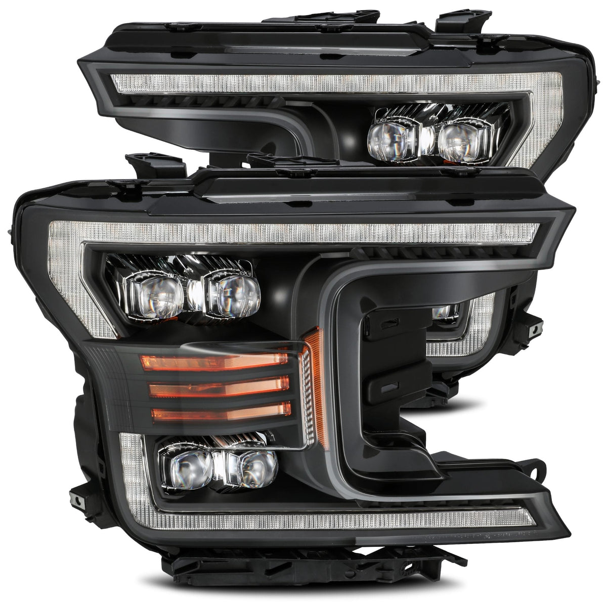 AlphaRex 880182 18-19 Ford F-150 NOVA LED Projector Headlights Plank Style Matte Black with Activation Light/Sequential Signal