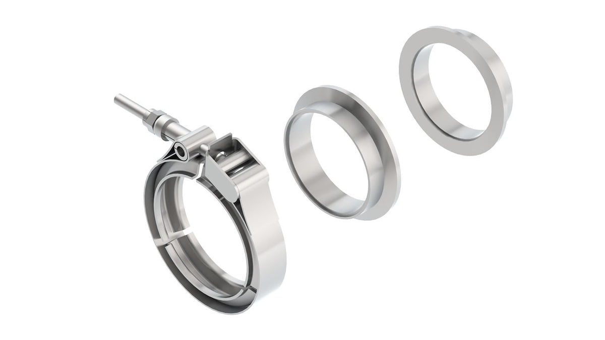 Borla 18008 V-Band Clamp 2.5 in Stainless Steel 3-Piece with Male and Female Flanges