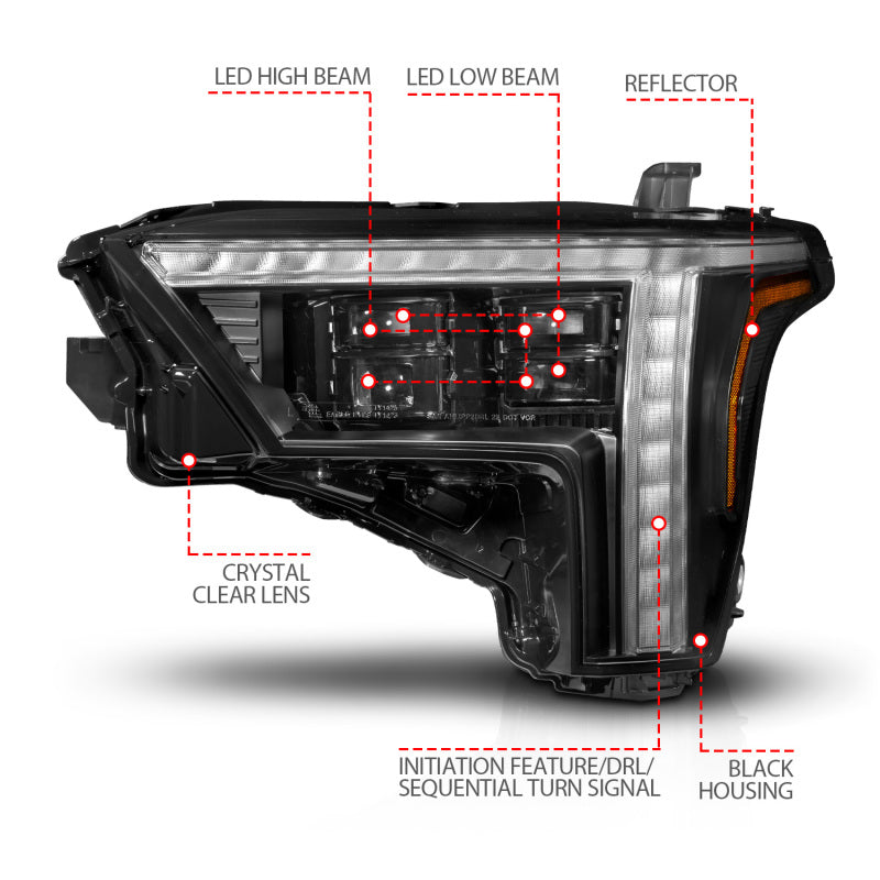 ANZO 22-26 Toyota Tundra (w/Factory LED Refl.) Z-Series Full LED Proj Headlights - Driver Side ONLY