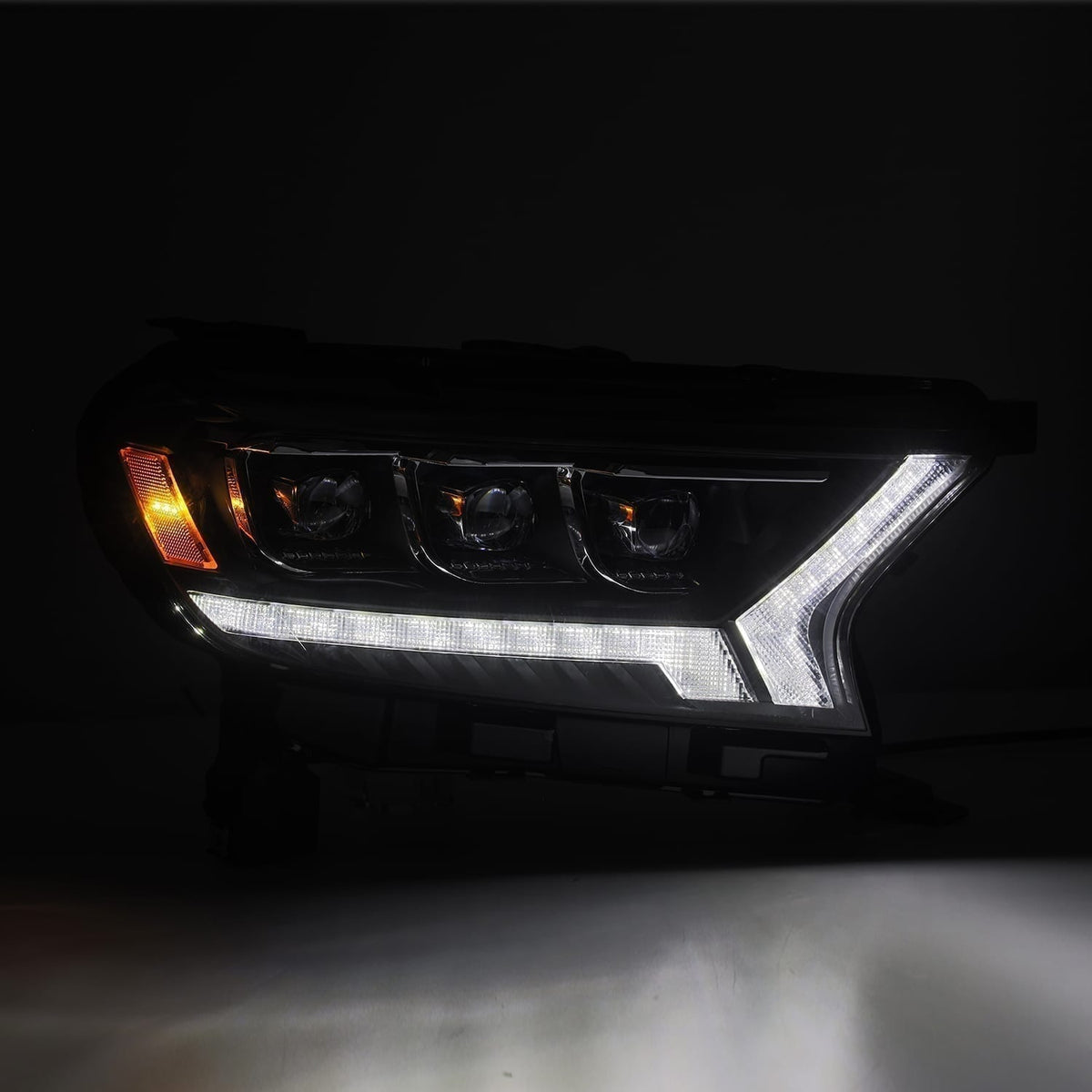 AlphaRex 880124 19-21 Ford Ranger NOVA LED Projector Headlights Plank Style Black with Activation Light/Sequential Signal/DRL