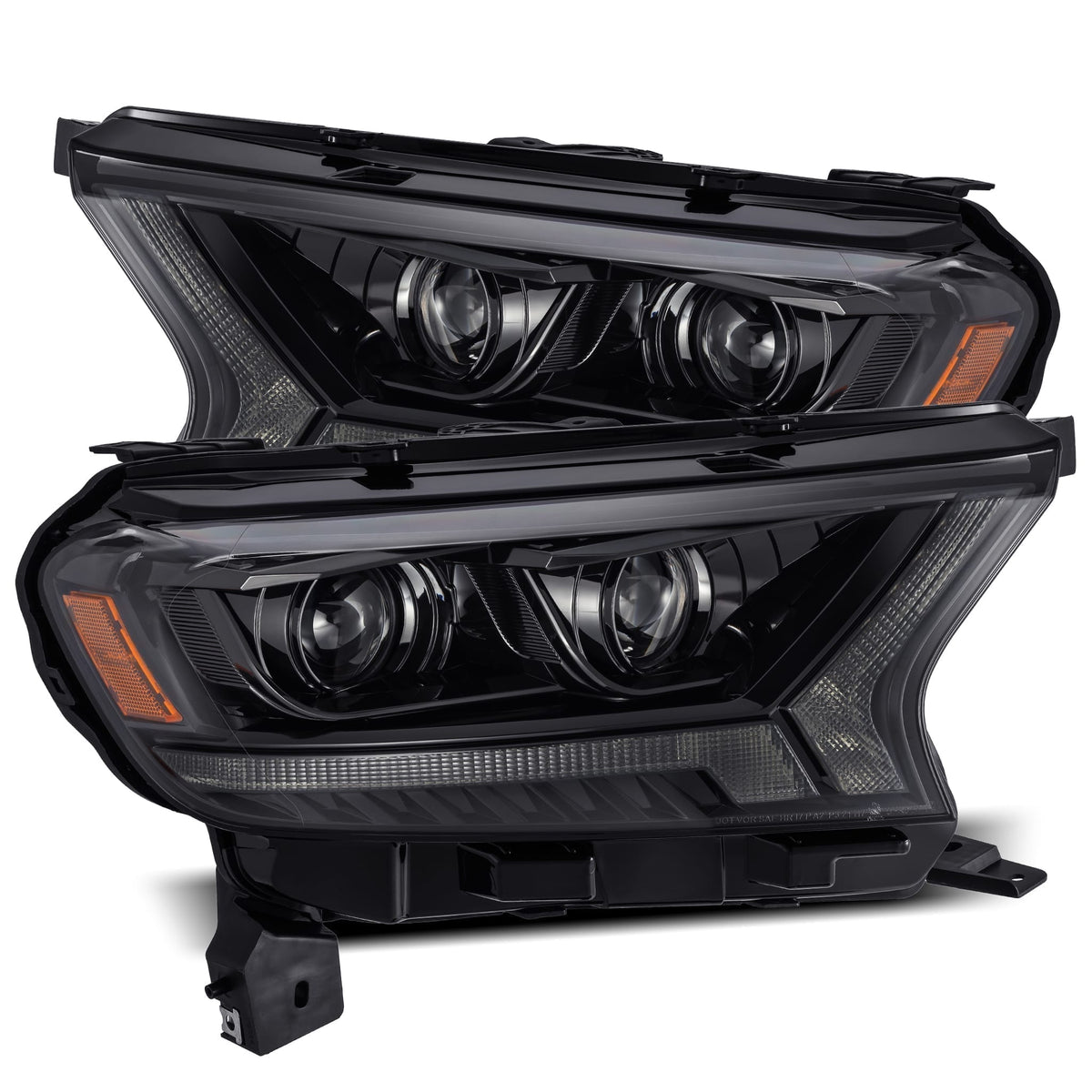 AlphaRex 880119 2019+ Ford Ranger PRO-Series Projector Headlights Plank Style Alpha Black with Sequential Signal/DRL