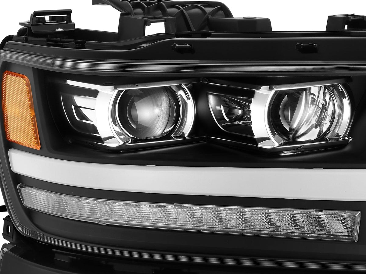 AlphaRex 880543 19-20 Dodge Ram 1500 LUXX LED Projector Headlights Plank Style Black with Activation Light/Sequential Signal/DRL