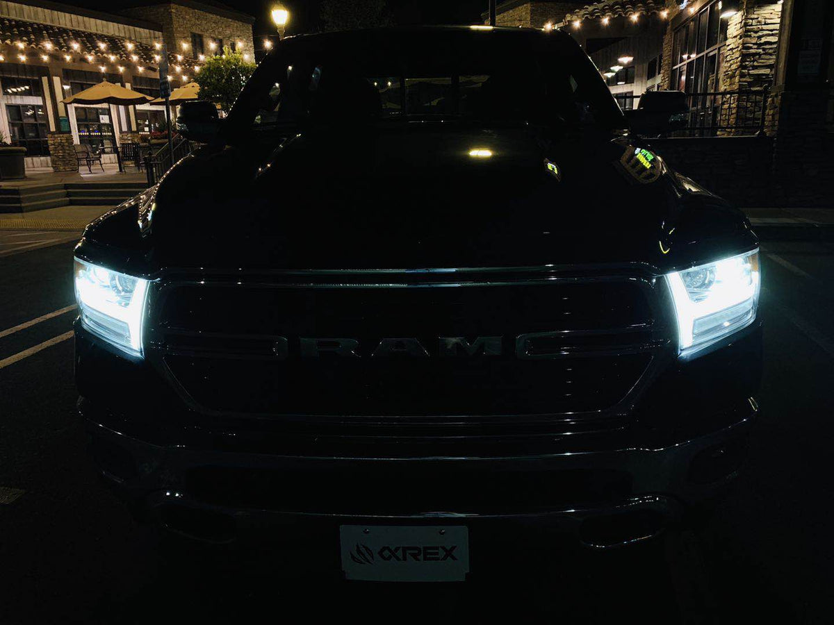 AlphaRex 880544 19-20 Dodge Ram 1500 LUXX LED Projector Headlights Plank Chrome with Activation Light/Sequential Signal/DRL