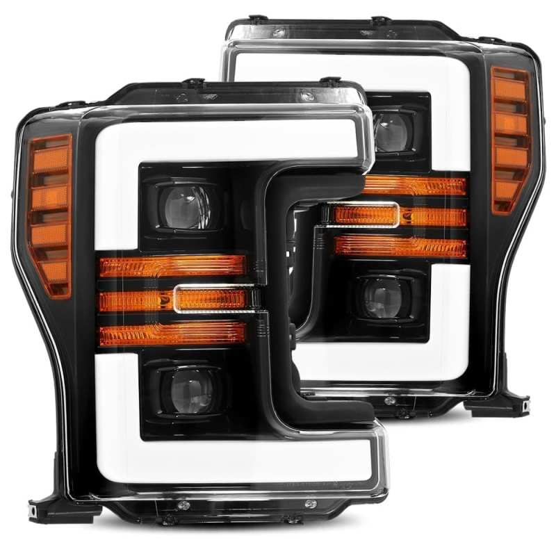 AlphaRex 880108 17-19 Ford F-250 SD PRO-Series Projector Headlights Plank Style Black with Activation Light/Sequential Signal