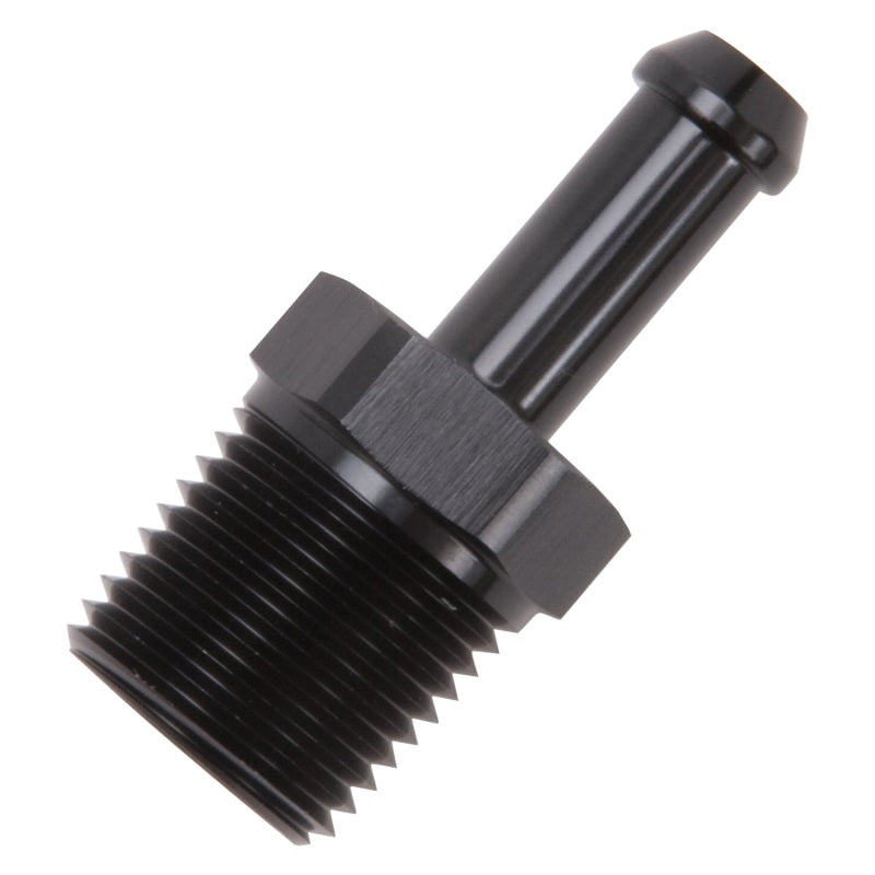 Edelbrock 8185 Hose Fittings Straight 1/2 in NPT to 3/8 in Barb Black Anodized