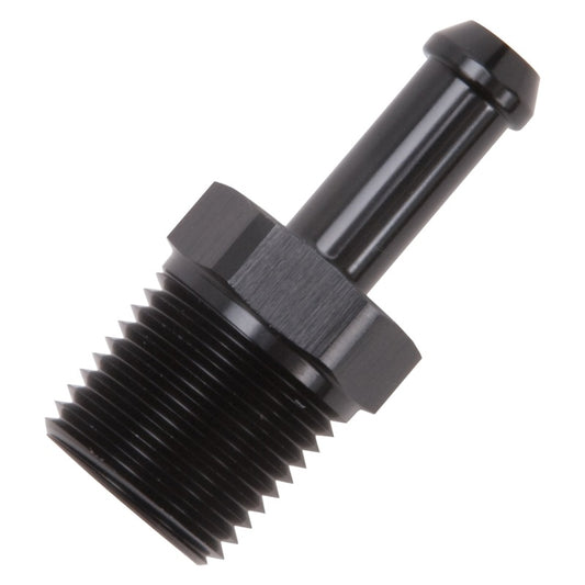 Edelbrock 8185 Hose Fittings Straight 1/2 in NPT to 3/8 in Barb Black Anodized