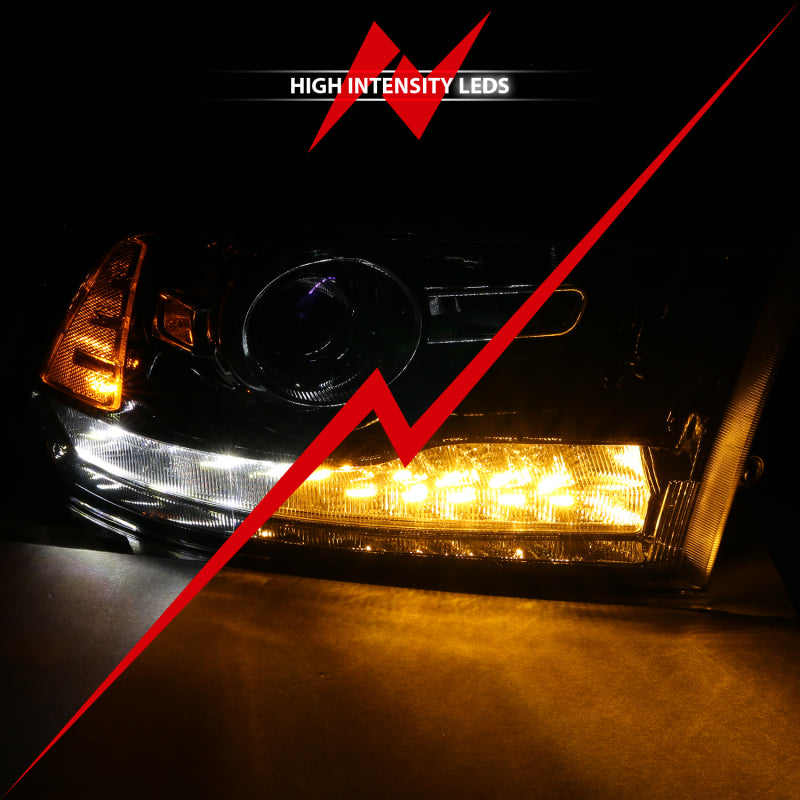 ANZO 2011-2018 RAM 1500 LED Projector Headlights - Plank Style Switchback Gloss Black (OE Style) (For All Models)