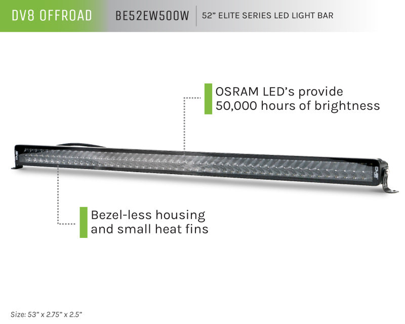 DV8 Offroad 52in Elite Series Light Bar 500W LED - Black - #BE52EW500W