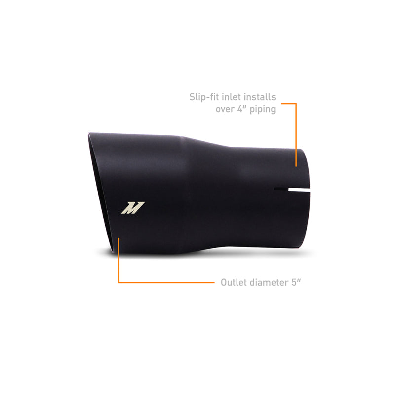 Mishimoto Clamp-On Single Wall Exhaust Tip 5in Outlet - Black - #MMEXH-TIP-SWBK
