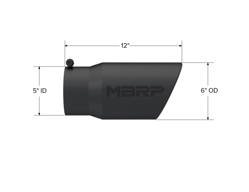 MBRP T5075BLK Exhaust Tip - 6" OD Angled Rolled End 5" inlet 12" length | Black Coated