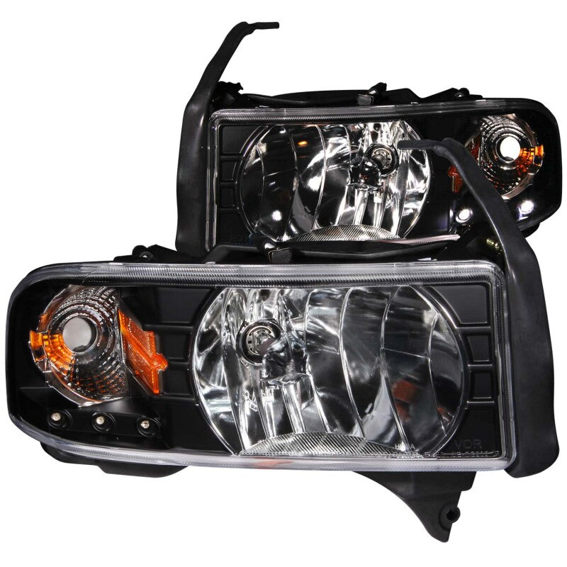 ANZO 1994-2002 Dodge Ram 2500 Crystal Headlights - LED Accent 1PC