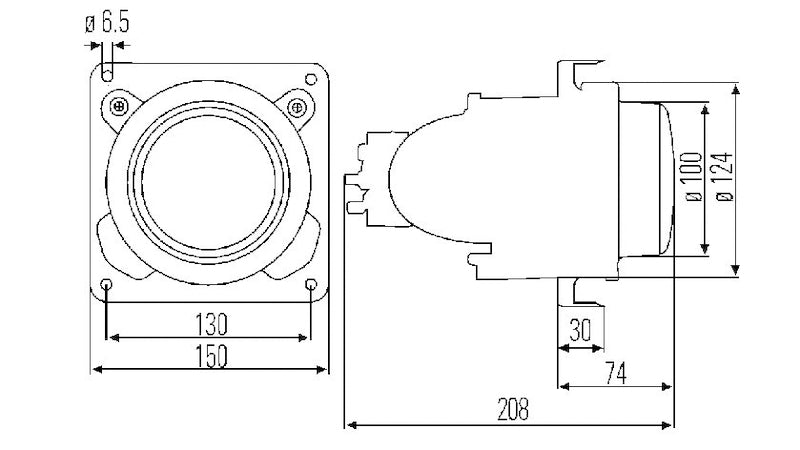 HELLA 007834087 120mm Halogen Headlamp Assembly Clear