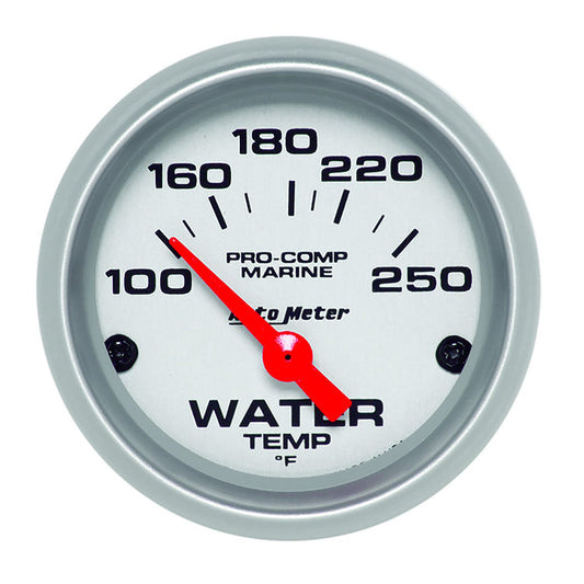 AutoMeter 200762-33 Marine Silver 2-1/16in 100-250 Degrees F Electric Water Temperature Gauge