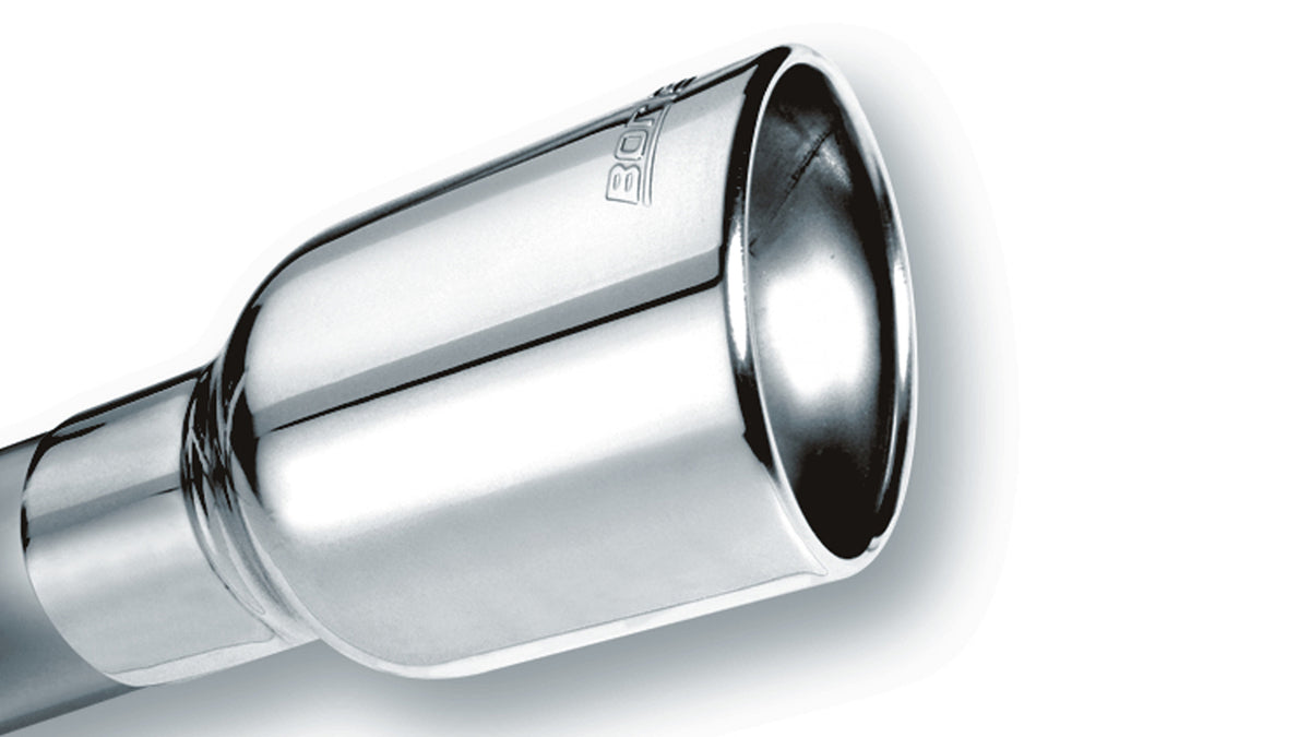 Borla 20154 Polished Exhaust Tip Single Round Rolled Angle-Cut with Clamp